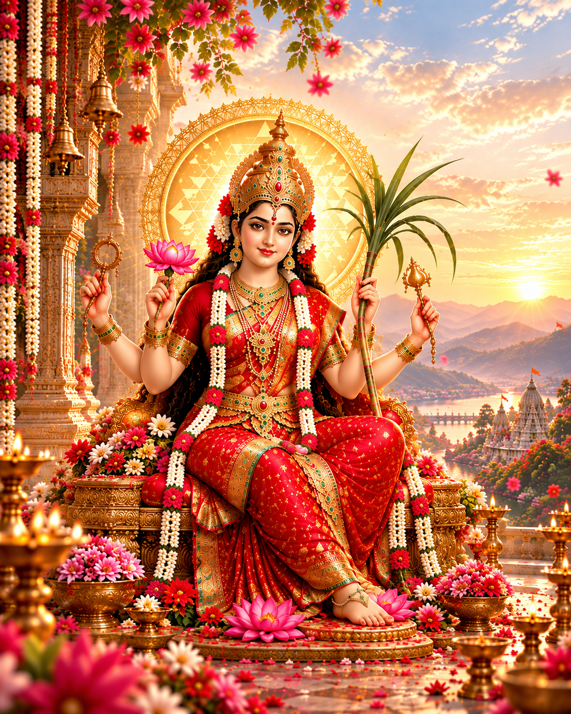 Divine goddess blessing scene for JyotishWorld consultation offer
